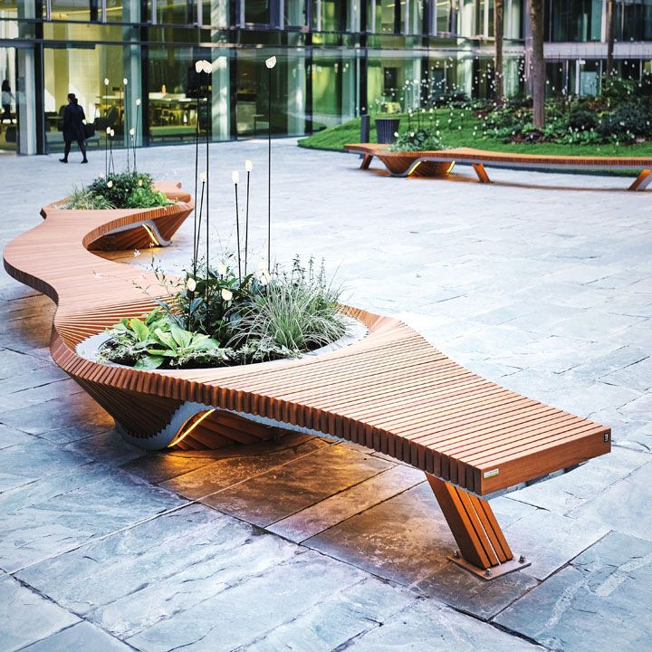 Botanic Twist. Un banc qui mêle jardinière et assise.